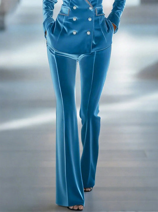 Casual Loose Retro Solid Color Velvet Flared Pants for Women