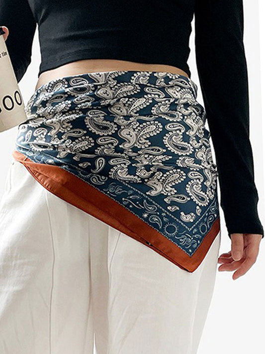 Retro Bohemian Paisley Satin Scarf Vintage Style Neck Accessory