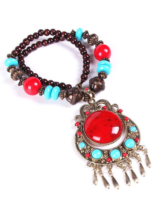 Bohemian Braided Rice Bead Necklace For Women Sweater Chain