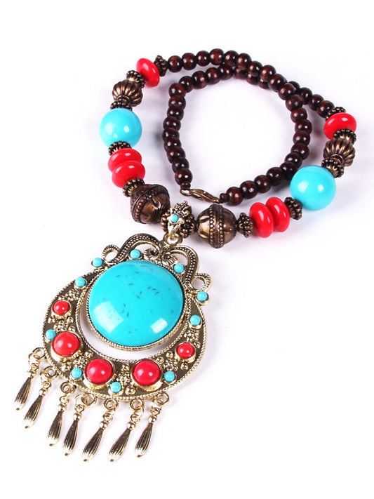 Bohemian Braided Rice Bead Necklace For Women Sweater Chain