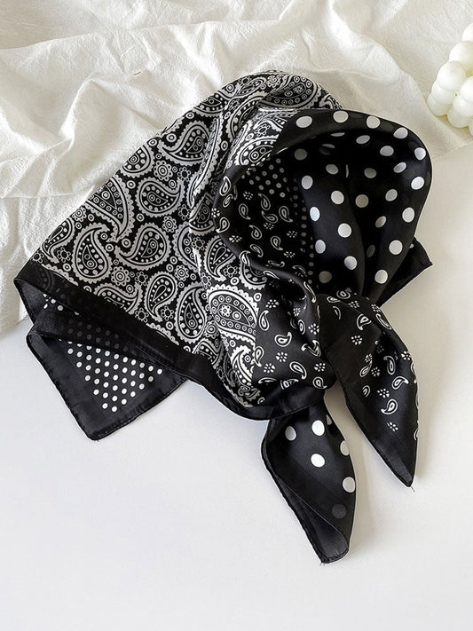 Retro Bohemian Paisley Satin Scarf Vintage Style Neck Accessory
