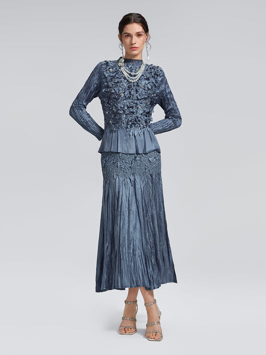 Handcrafted Pleated Texture Beaded Set