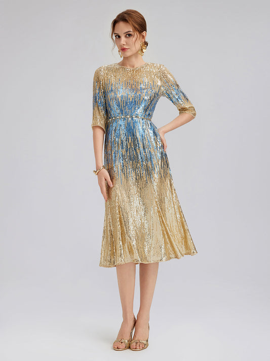 Soft Ombre Stretch Sequin Dress