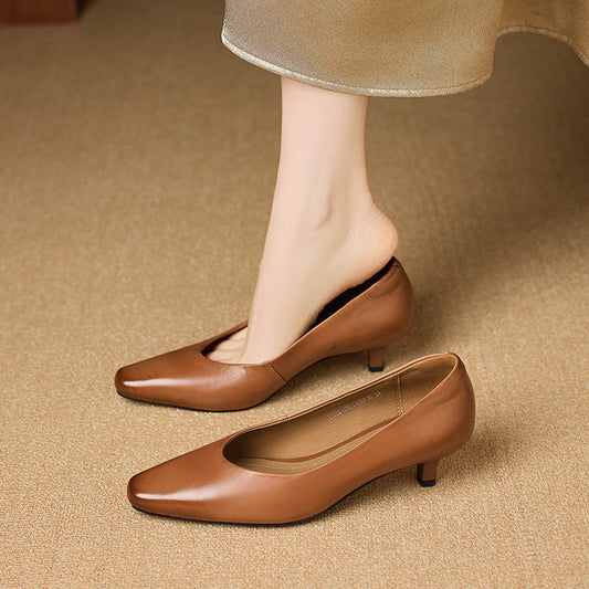 Elara Genuine Leather Heels