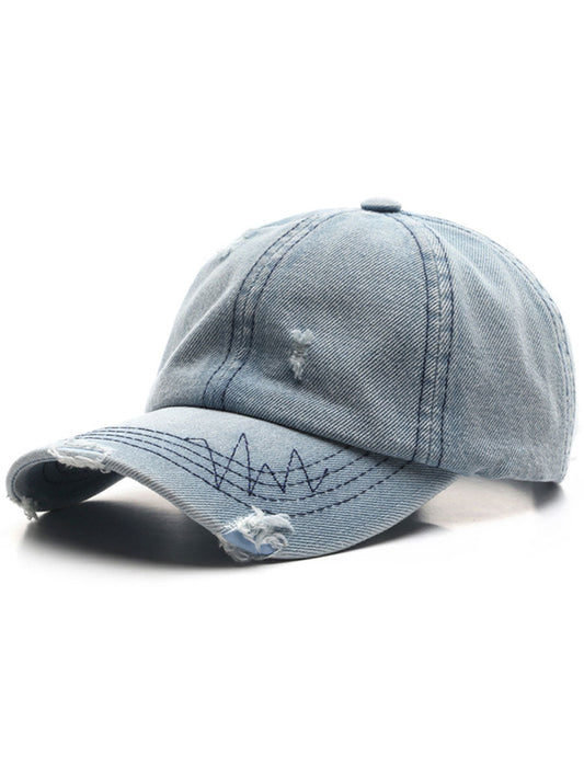 Distressed Denim Baseball Cap: Retro Washed Ripped Vintage Style Hat