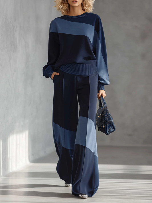 Premium Cotton Patchwork Sweatshirt and Sweatpants Matching Sports Set